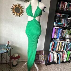 Beginning boutique Size 6 Green knit beach dress maxi dress